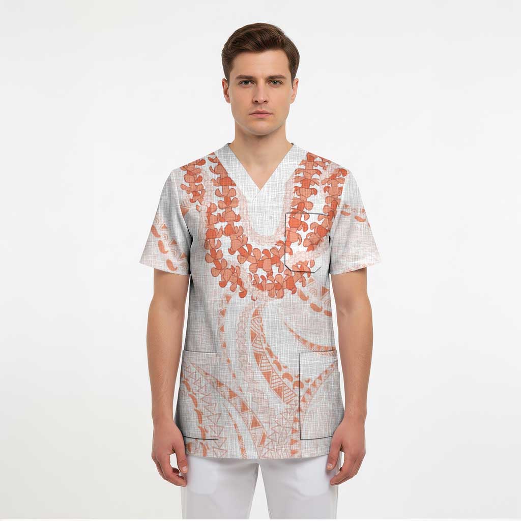 Aloha Lei Onaona Scrub Top Red Hawaiian Tribal Pattern - Polynesian Pride