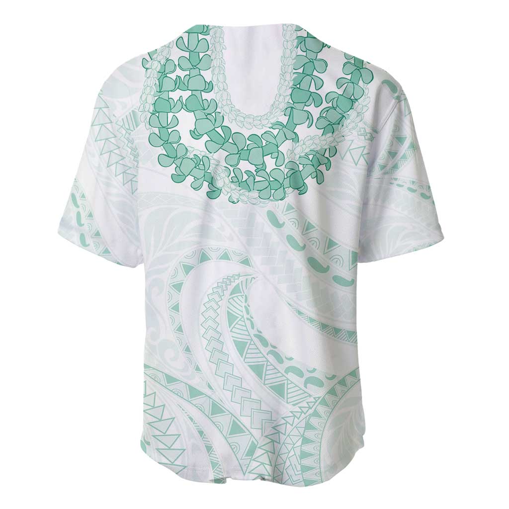 Aloha Lei Onaona Baseball Jersey Sage Green Hawaiian Tribal Pattern
