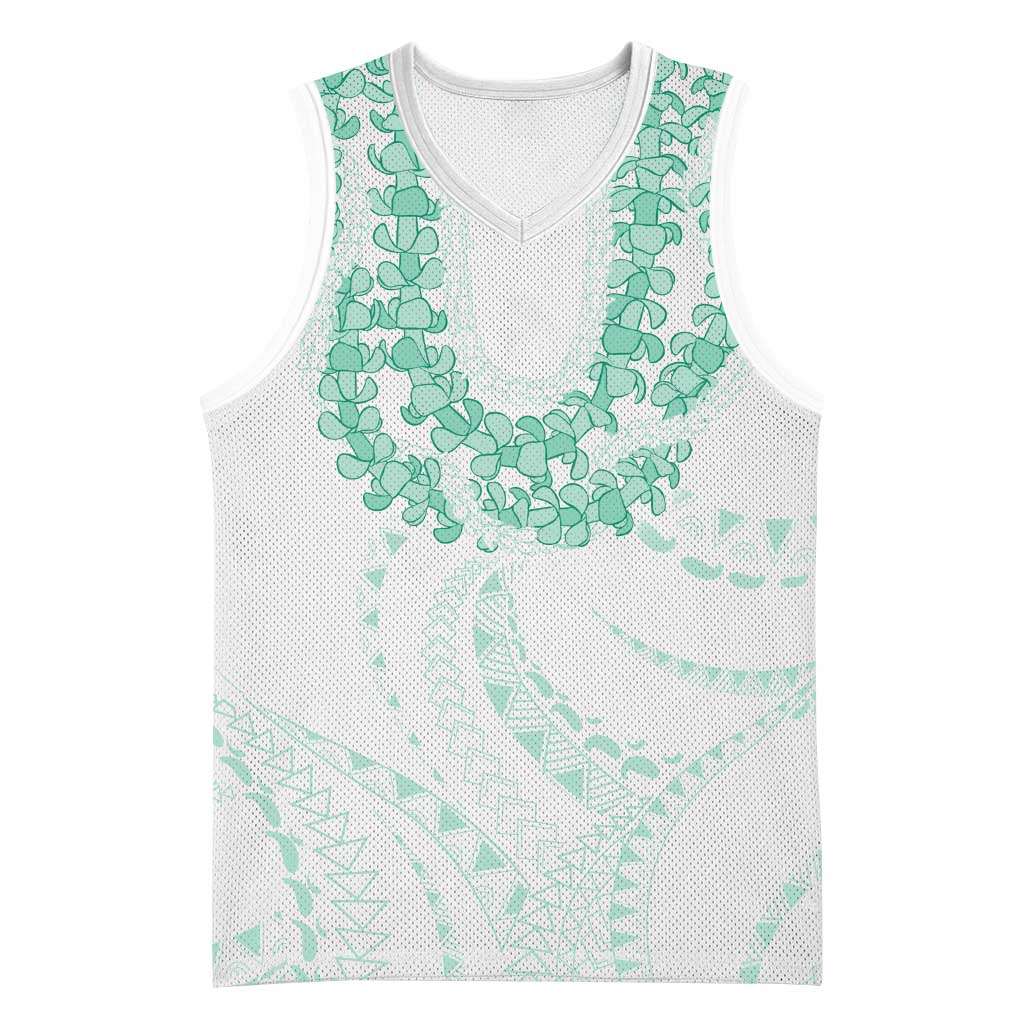 Aloha Lei Onaona Basketball Jersey Sage Green Hawaiian Tribal Pattern LT9 Unisex Green - Polynesian Pride