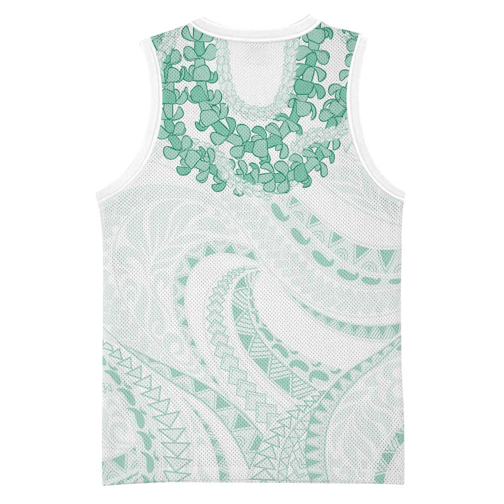 Aloha Lei Onaona Basketball Jersey Sage Green Hawaiian Tribal Pattern LT9 - Polynesian Pride