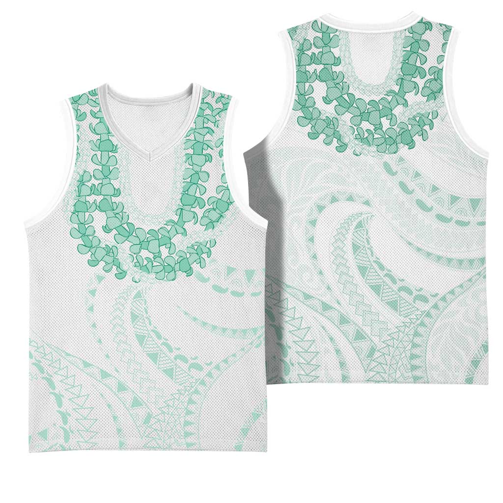 Aloha Lei Onaona Basketball Jersey Sage Green Hawaiian Tribal Pattern LT9 - Polynesian Pride