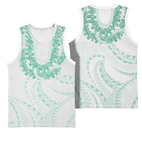 Aloha Lei Onaona Basketball Jersey Sage Green Hawaiian Tribal Pattern LT9 - Polynesian Pride