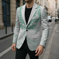 Aloha Lei Onaona Blazer Sage Green Hawaiian Tribal Pattern - Polynesian Pride