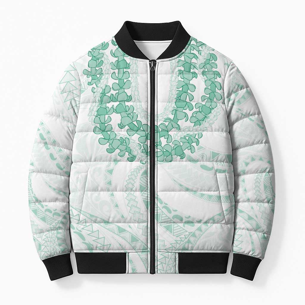Aloha Lei Onaona Bomber Puffer Jacket Sage Green Hawaiian Tribal Pattern LT9 Unisex Green - Polynesian Pride