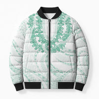 Aloha Lei Onaona Bomber Puffer Jacket Sage Green Hawaiian Tribal Pattern LT9 Unisex Green - Polynesian Pride
