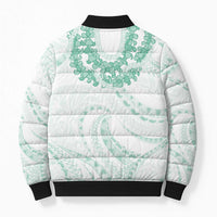 Aloha Lei Onaona Bomber Puffer Jacket Sage Green Hawaiian Tribal Pattern LT9 - Polynesian Pride