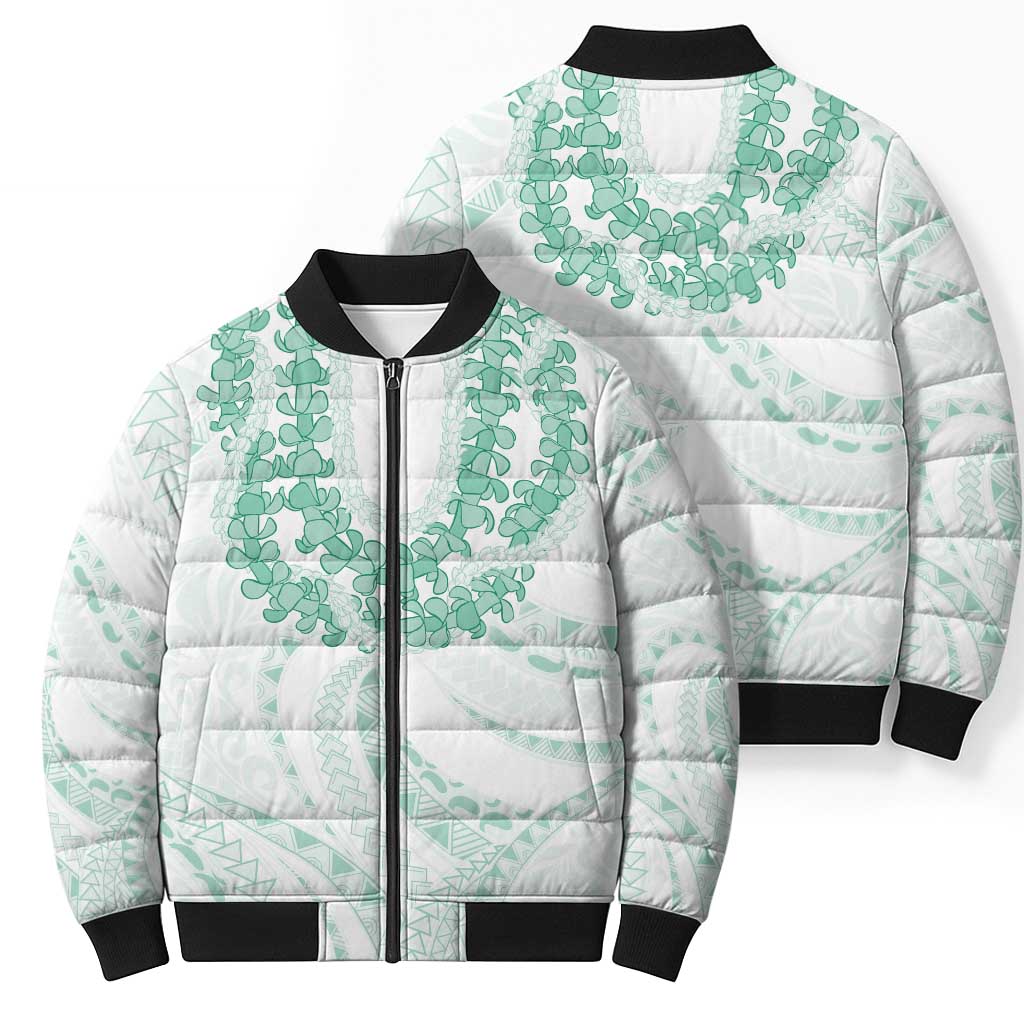 Aloha Lei Onaona Bomber Puffer Jacket Sage Green Hawaiian Tribal Pattern LT9 - Polynesian Pride