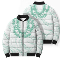 Aloha Lei Onaona Bomber Puffer Jacket Sage Green Hawaiian Tribal Pattern LT9 - Polynesian Pride