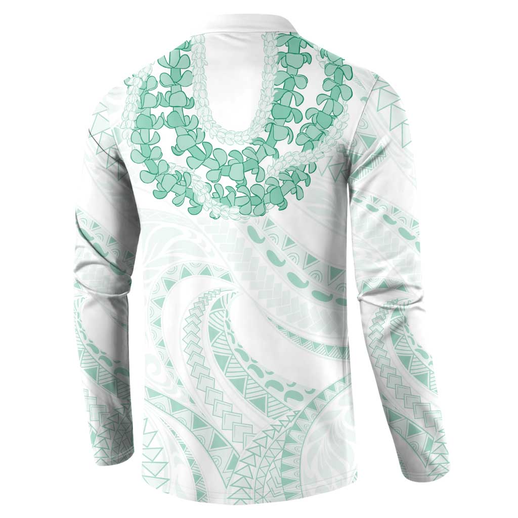 Aloha Lei Onaona Button Sweatshirt Sage Green Hawaiian Tribal Pattern LT9 - Polynesian Pride
