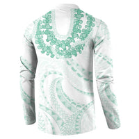 Aloha Lei Onaona Button Sweatshirt Sage Green Hawaiian Tribal Pattern LT9 - Polynesian Pride