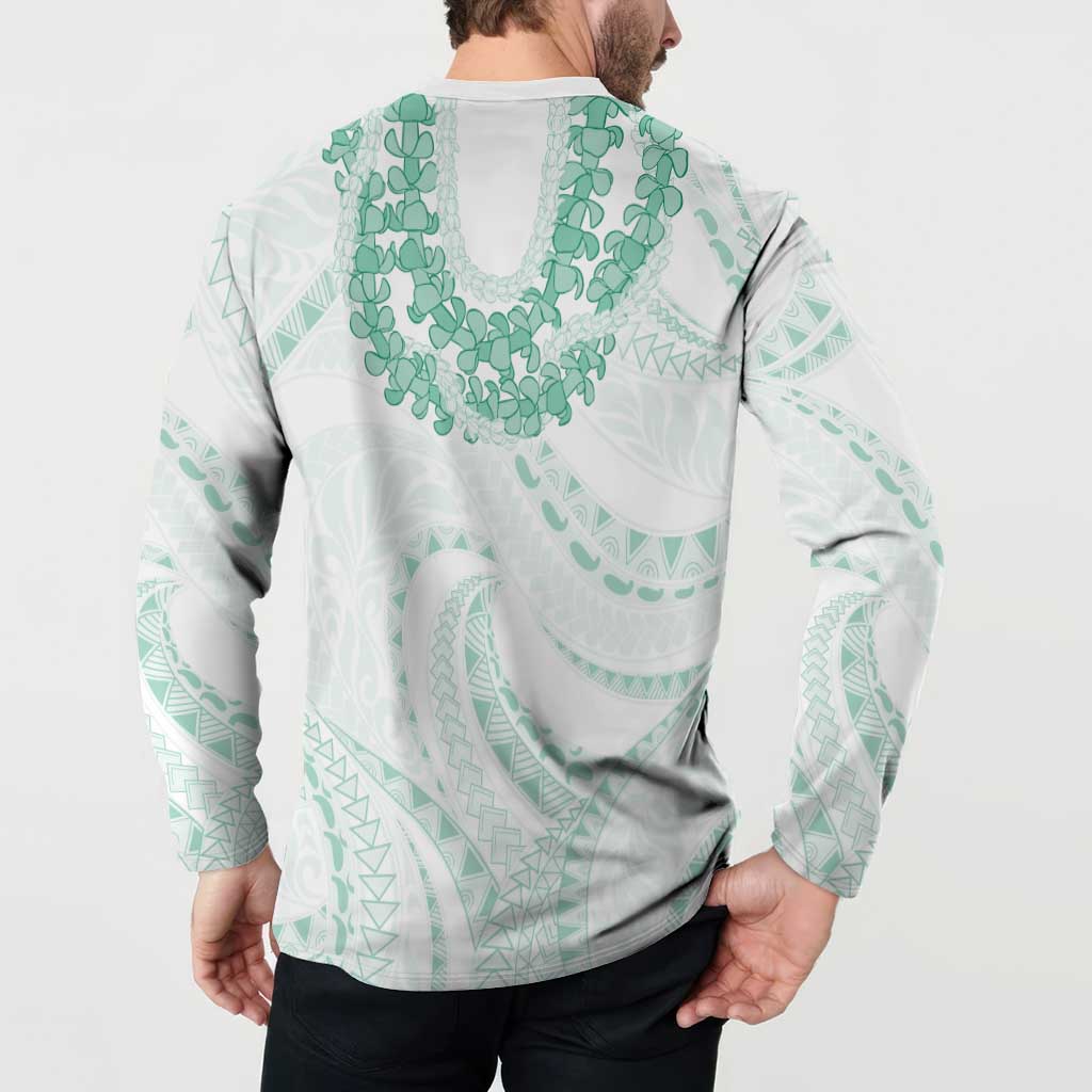 Aloha Lei Onaona Button Sweatshirt Sage Green Hawaiian Tribal Pattern LT9 - Polynesian Pride