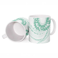 Aloha Lei Onaona Ceramic Mug Sage Green Hawaiian Tribal Pattern - Polynesian Pride