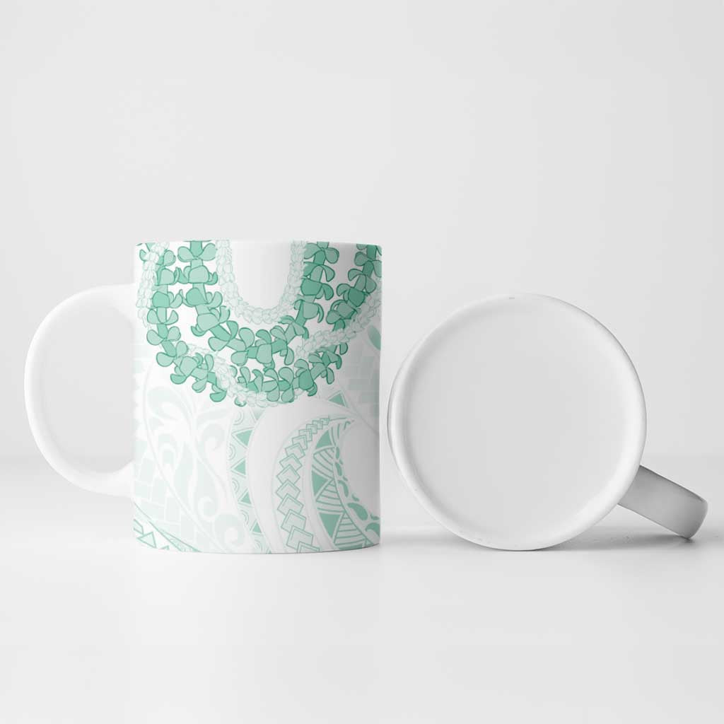 Aloha Lei Onaona Ceramic Mug Sage Green Hawaiian Tribal Pattern - Polynesian Pride