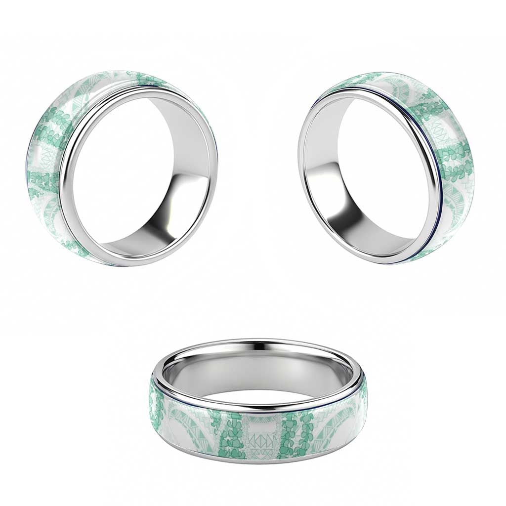 Aloha Lei Onaona Classic Ring Sage Green Hawaiian Tribal Pattern - Polynesian Pride