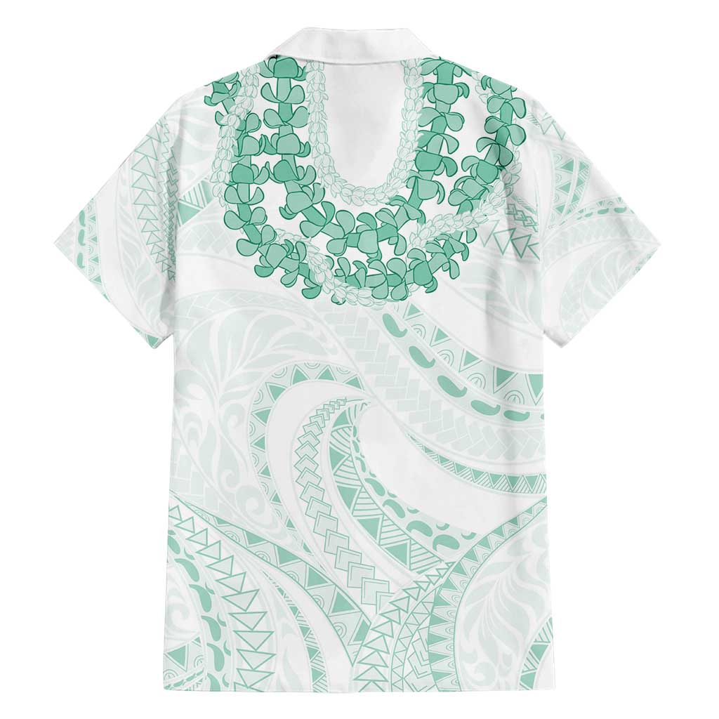 Aloha Lei Onaona Family Matching Long Sleeve Bodycon Dress and Hawaiian Shirt Sage Green Hawaiian Tribal Pattern
