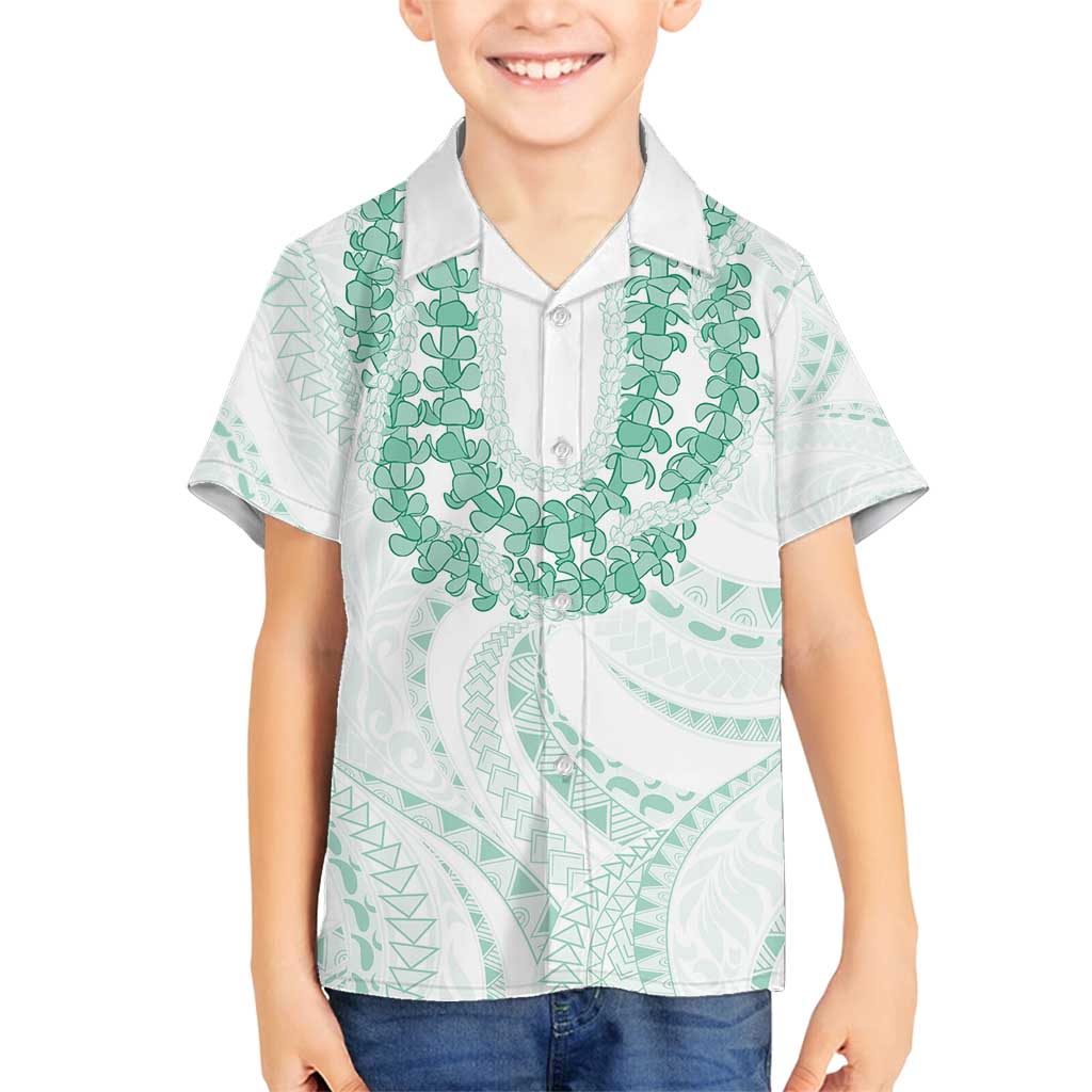 Aloha Lei Onaona Family Matching Long Sleeve Bodycon Dress and Hawaiian Shirt Sage Green Hawaiian Tribal Pattern