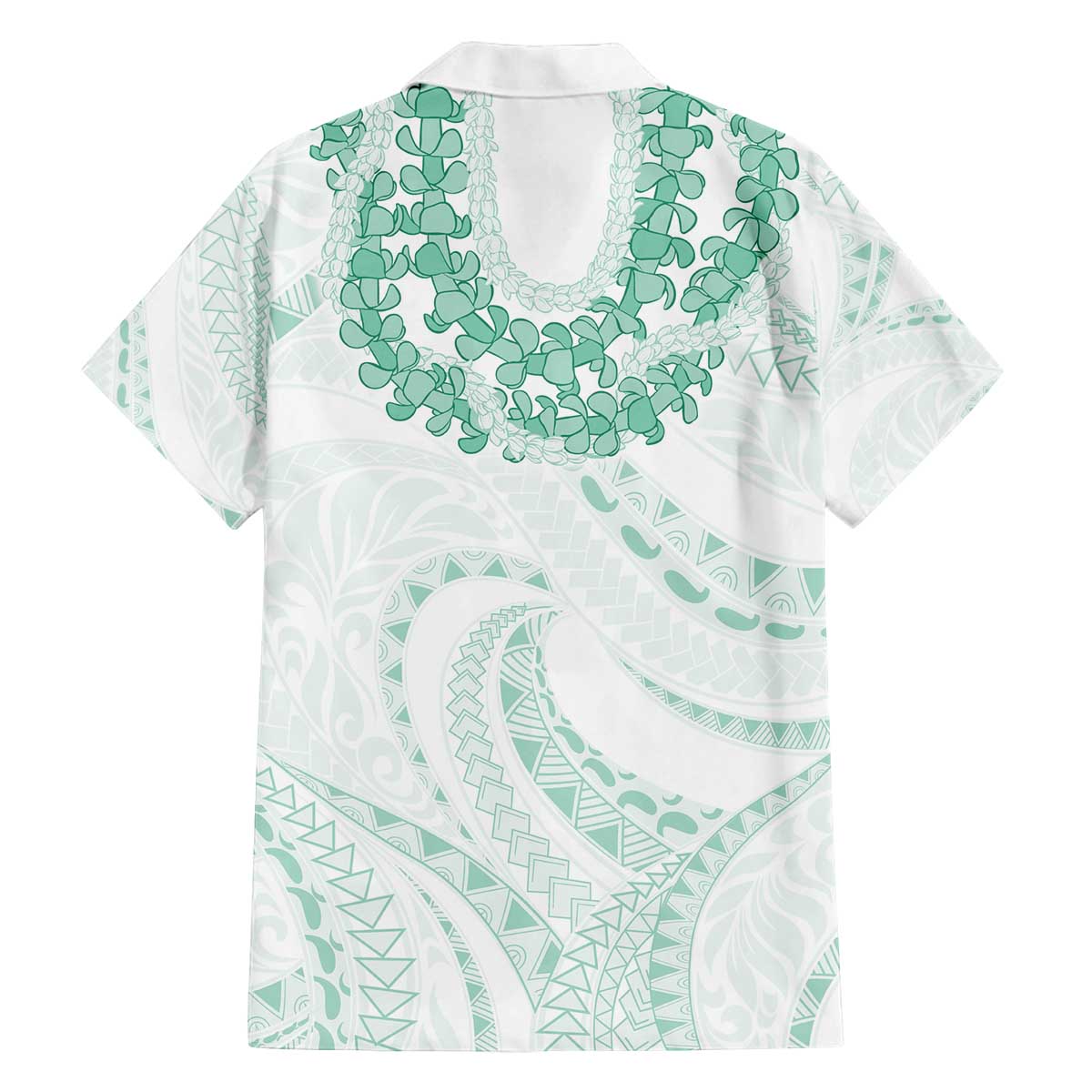 Aloha Lei Onaona Family Matching Off The Shoulder Long Sleeve Dress and Hawaiian Shirt Sage Green Hawaiian Tribal Pattern