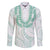 Aloha Lei Onaona Family Matching Off The Shoulder Long Sleeve Dress and Hawaiian Shirt Sage Green Hawaiian Tribal Pattern