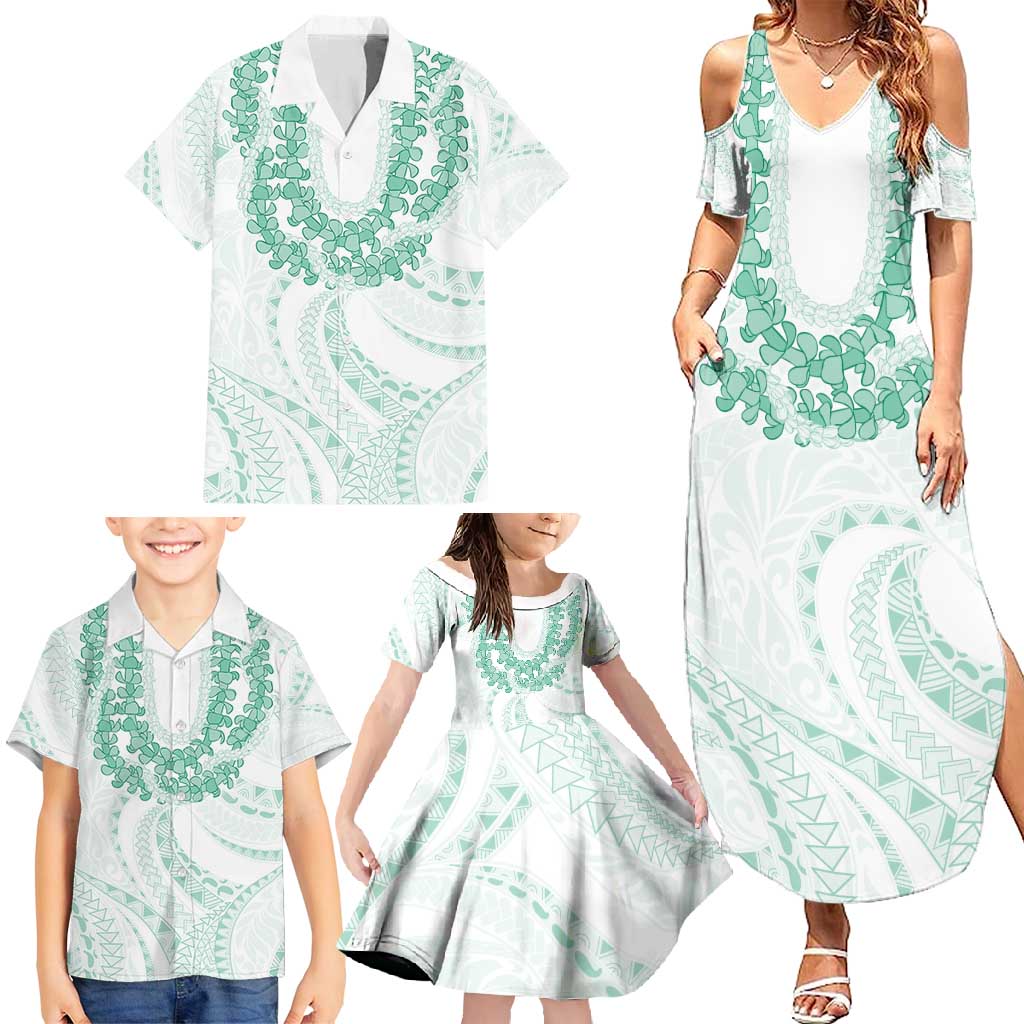 Aloha Lei Onaona Family Matching Summer Maxi Dress and Hawaiian Shirt Sage Green Hawaiian Tribal Pattern LT9 - Polynesian Pride