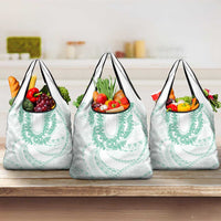 Aloha Lei Onaona Grocery Bag Sage Green Hawaiian Tribal Pattern LT9 3-pack One Size Green - Polynesian Pride