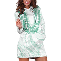 Aloha Lei Onaona Hoodie Dress Sage Green Hawaiian Tribal Pattern