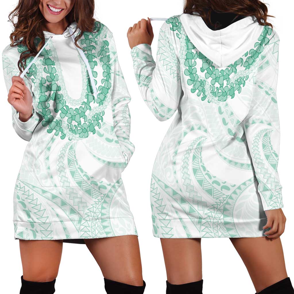 Aloha Lei Onaona Hoodie Dress Sage Green Hawaiian Tribal Pattern