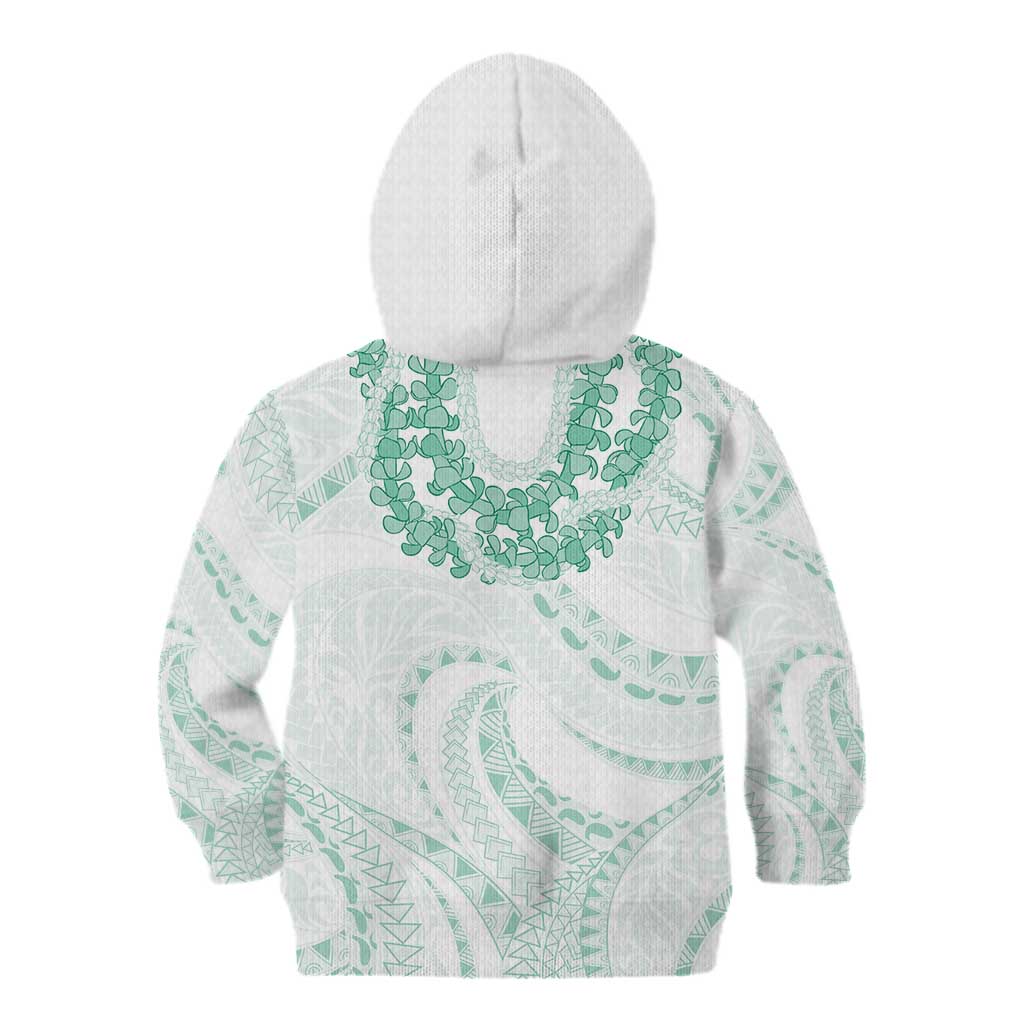 Aloha Lei Onaona Kid Hoodie Sage Green Hawaiian Tribal Pattern