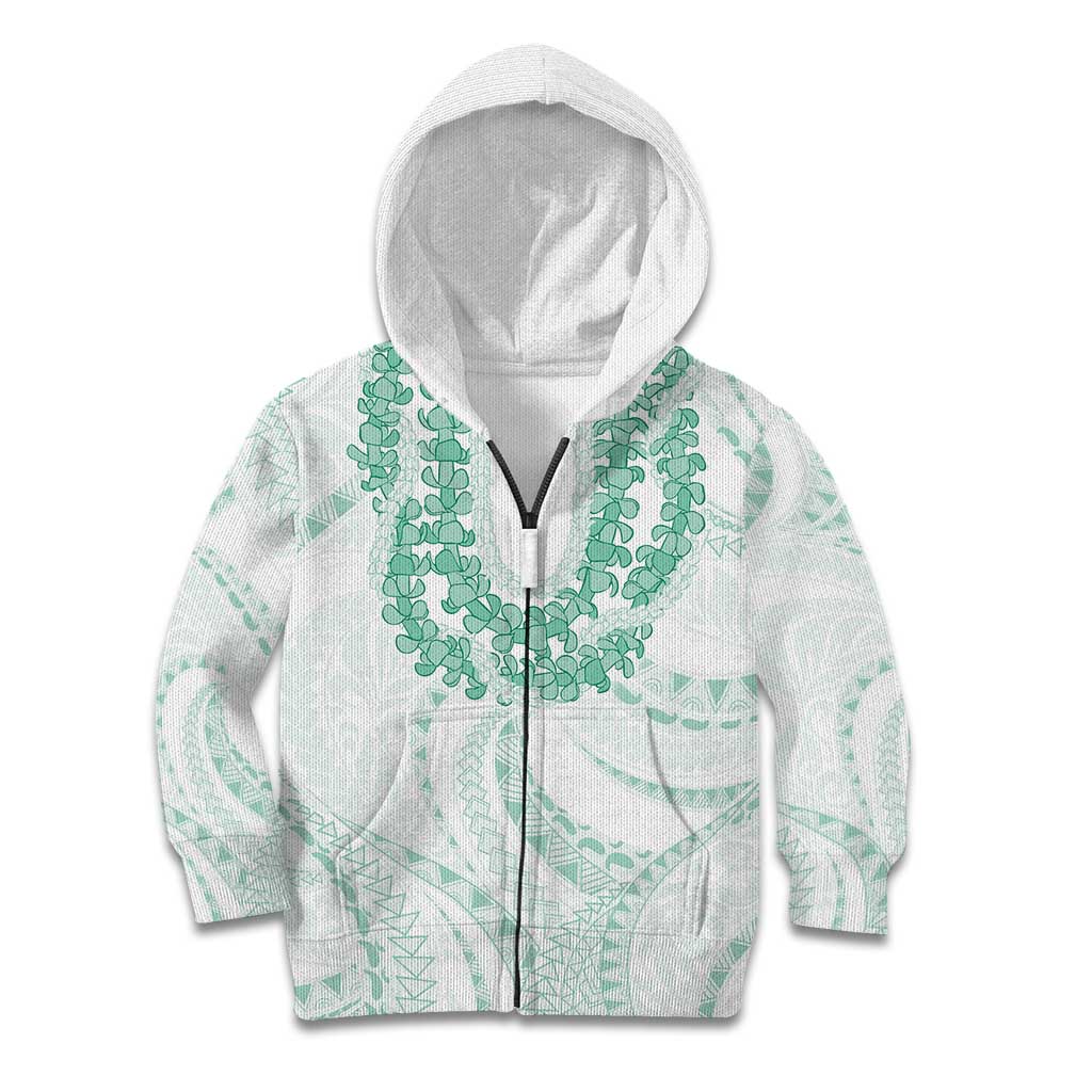 Aloha Lei Onaona Kid Hoodie Sage Green Hawaiian Tribal Pattern