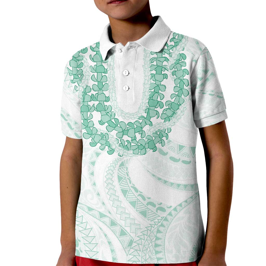 Aloha Lei Onaona Kid Polo Shirt Sage Green Hawaiian Tribal Pattern