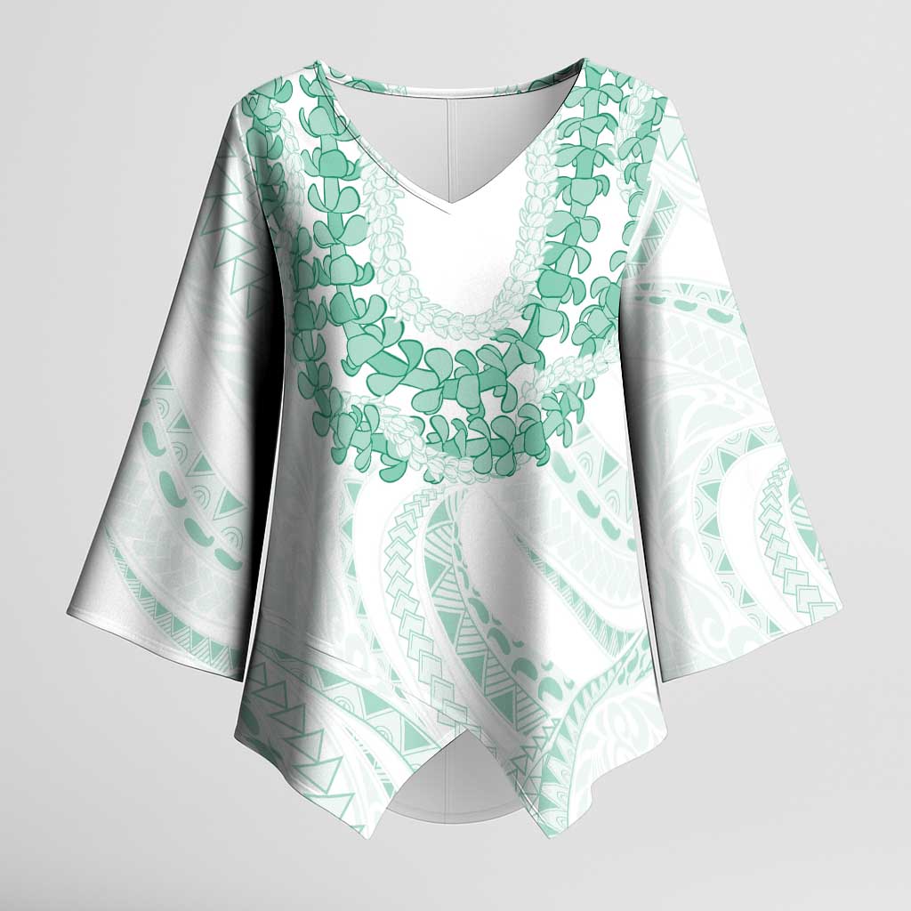 Aloha Lei Onaona Kimono Sleeve Blouse Sage Green Hawaiian Tribal Pattern LT9 Female Green - Polynesian Pride