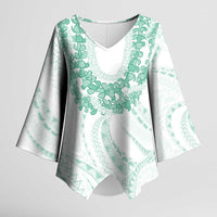Aloha Lei Onaona Kimono Sleeve Blouse Sage Green Hawaiian Tribal Pattern LT9 Female Green - Polynesian Pride