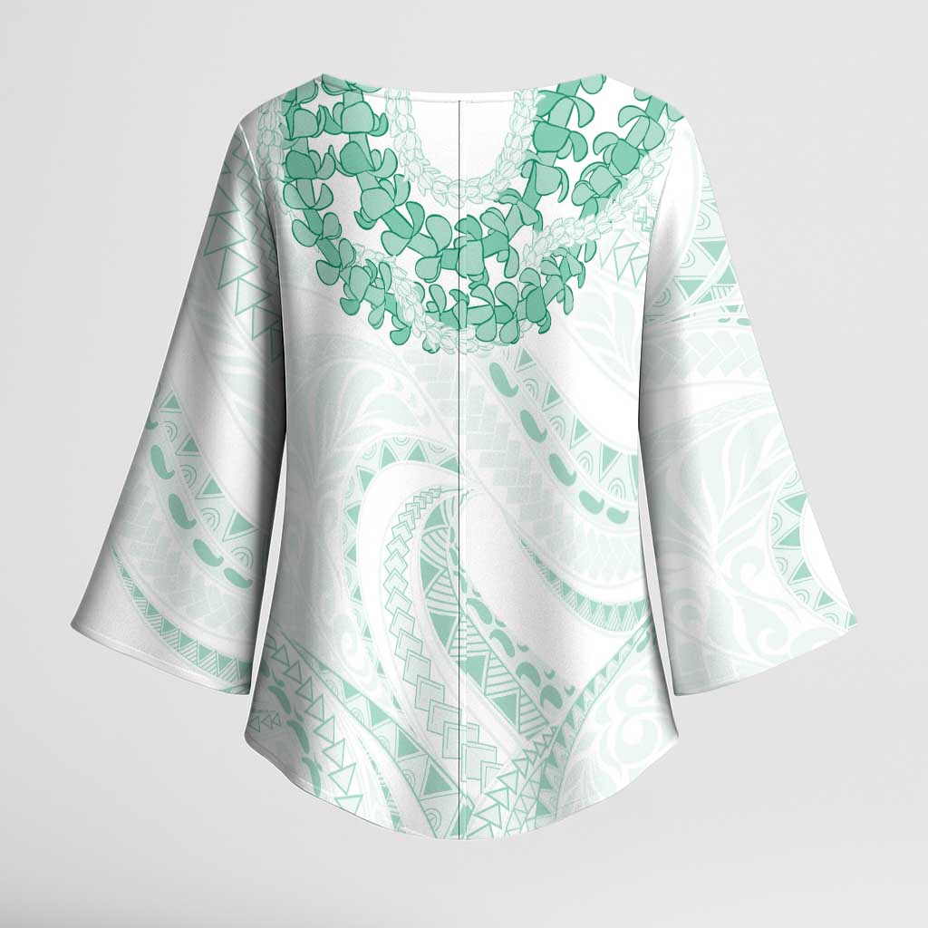 Aloha Lei Onaona Kimono Sleeve Blouse Sage Green Hawaiian Tribal Pattern LT9 - Polynesian Pride