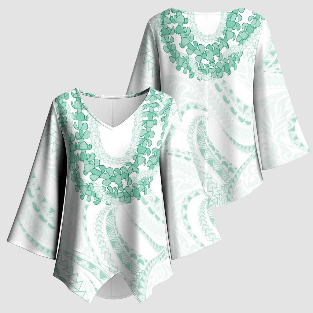 Aloha Lei Onaona Kimono Sleeve Blouse Sage Green Hawaiian Tribal Pattern LT9 - Polynesian Pride