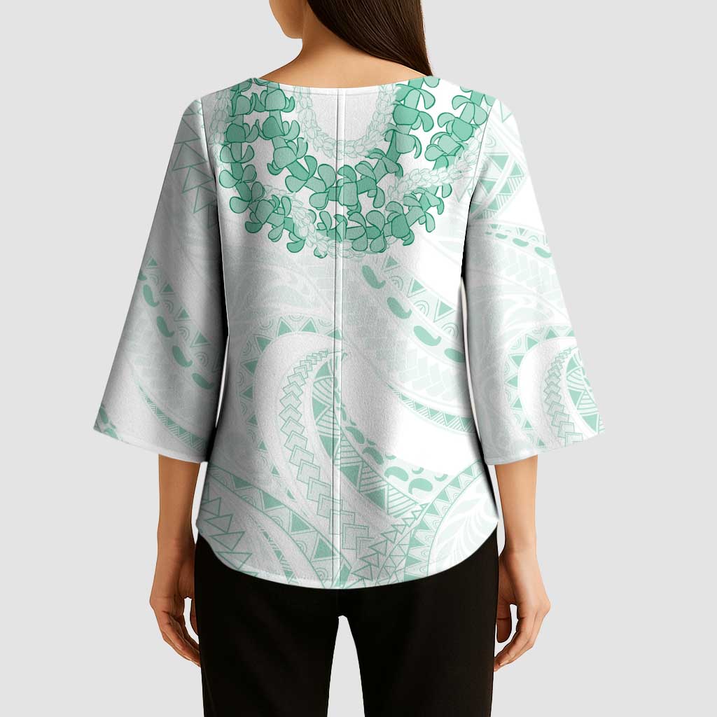 Aloha Lei Onaona Kimono Sleeve Blouse Sage Green Hawaiian Tribal Pattern LT9 - Polynesian Pride