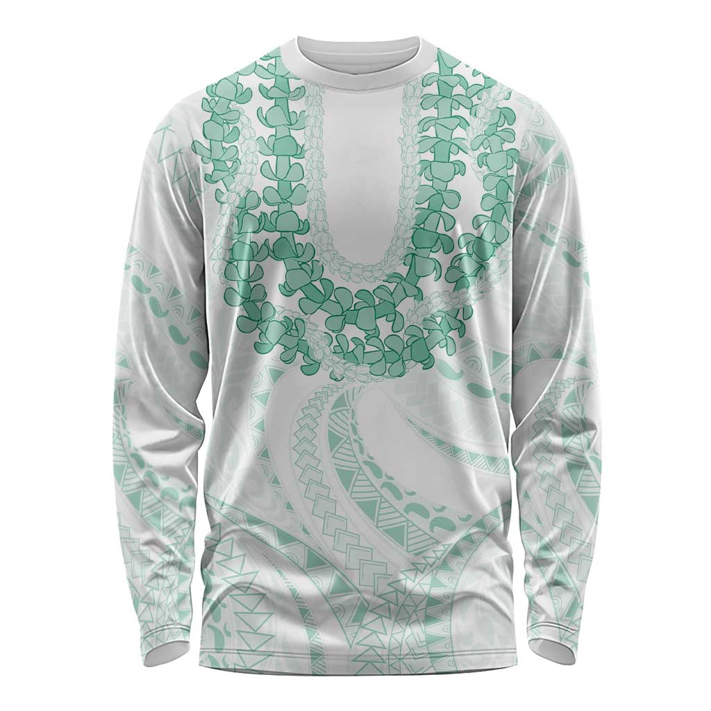 Aloha Lei Onaona Long Sleeve Shirt Sage Green Hawaiian Tribal Pattern LT9 Unisex Green - Polynesian Pride
