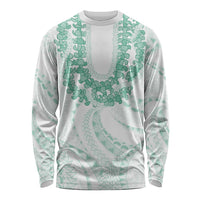 Aloha Lei Onaona Long Sleeve Shirt Sage Green Hawaiian Tribal Pattern LT9 Unisex Green - Polynesian Pride