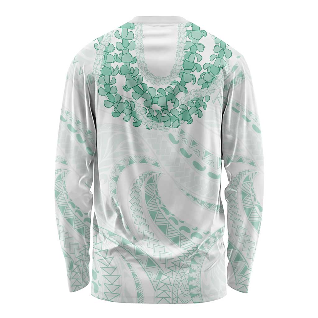 Aloha Lei Onaona Long Sleeve Shirt Sage Green Hawaiian Tribal Pattern LT9 - Polynesian Pride