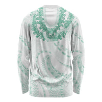 Aloha Lei Onaona Long Sleeve Shirt Sage Green Hawaiian Tribal Pattern LT9 - Polynesian Pride