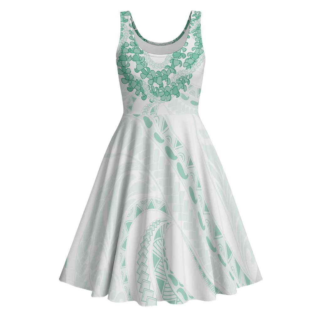 Aloha Lei Onaona Midi Dress Sage Green Hawaiian Tribal Pattern - Polynesian Pride