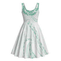 Aloha Lei Onaona Midi Dress Sage Green Hawaiian Tribal Pattern - Polynesian Pride