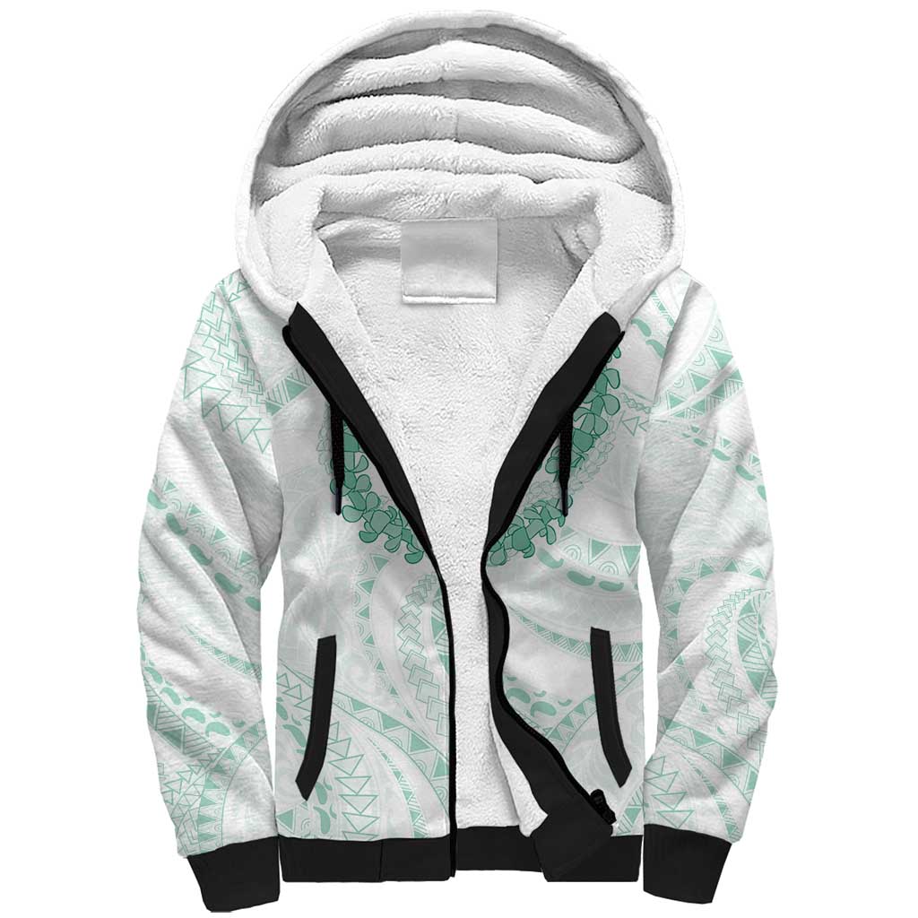 Aloha Lei Onaona Sherpa Hoodie Sage Green Hawaiian Tribal Pattern LT9 Unisex Green - Polynesian Pride