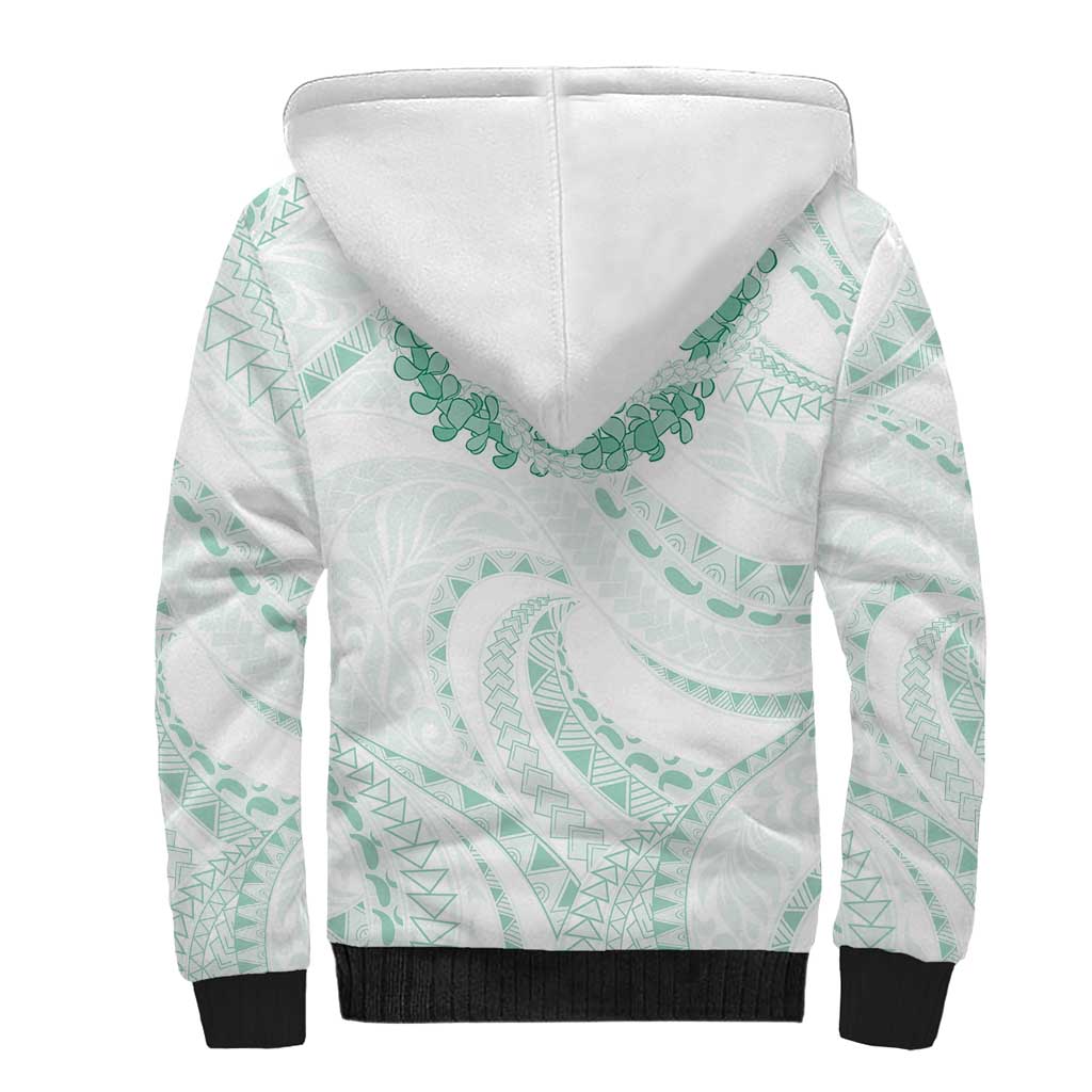 Aloha Lei Onaona Sherpa Hoodie Sage Green Hawaiian Tribal Pattern LT9 - Polynesian Pride