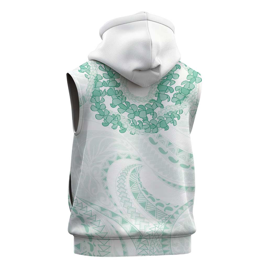 Aloha Lei Onaona Sleeveless Hoodie Sage Green Hawaiian Tribal Pattern LT9 - Polynesian Pride