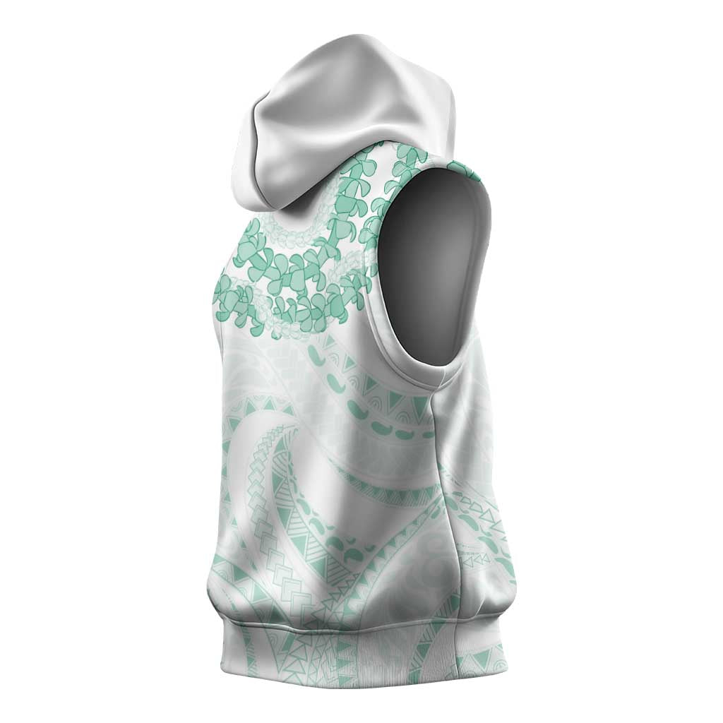 Aloha Lei Onaona Sleeveless Hoodie Sage Green Hawaiian Tribal Pattern LT9 - Polynesian Pride