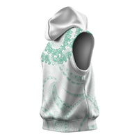 Aloha Lei Onaona Sleeveless Hoodie Sage Green Hawaiian Tribal Pattern LT9 - Polynesian Pride
