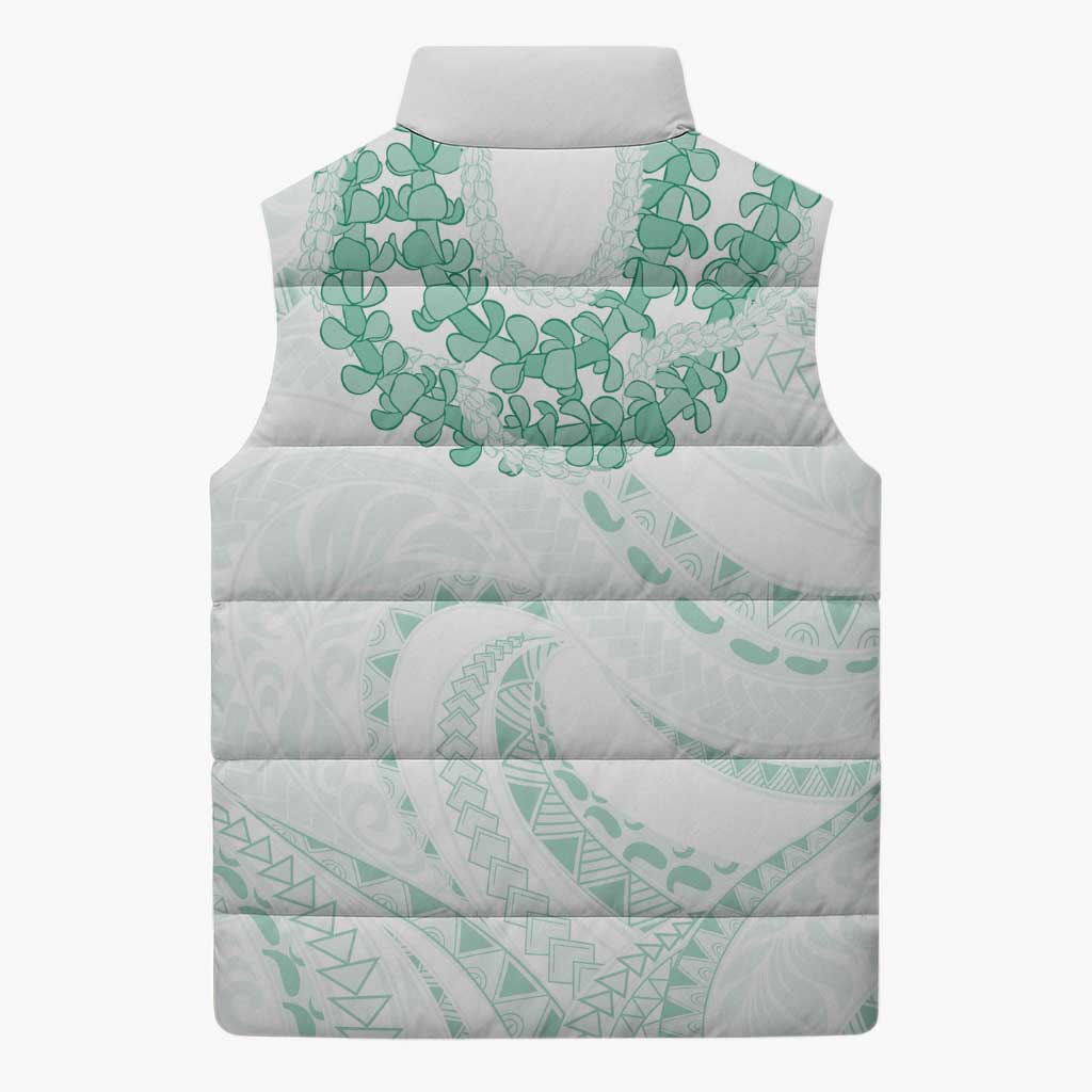 Aloha Lei Onaona Sleeveless Puffer Jacket Sage Green Hawaiian Tribal Pattern LT9 - Polynesian Pride