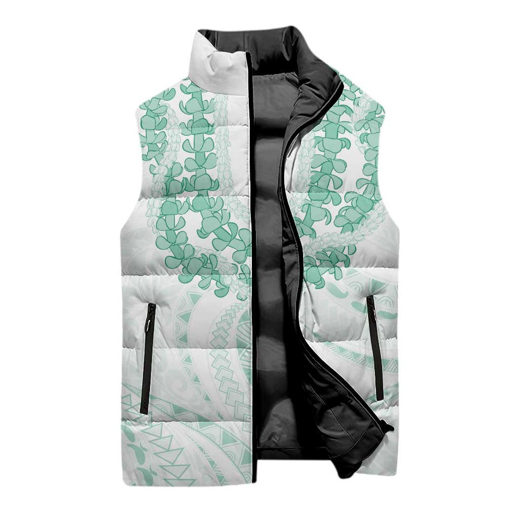Aloha Lei Onaona Sleeveless Puffer Jacket Sage Green Hawaiian Tribal Pattern LT9 - Polynesian Pride