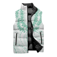 Aloha Lei Onaona Sleeveless Puffer Jacket Sage Green Hawaiian Tribal Pattern LT9 - Polynesian Pride