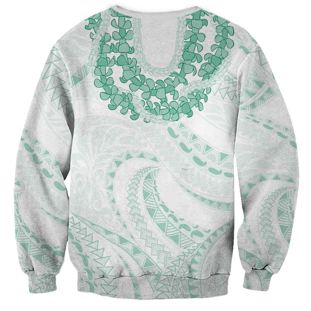 Aloha Lei Onaona Sweatshirt Sage Green Hawaiian Tribal Pattern LT9 - Polynesian Pride