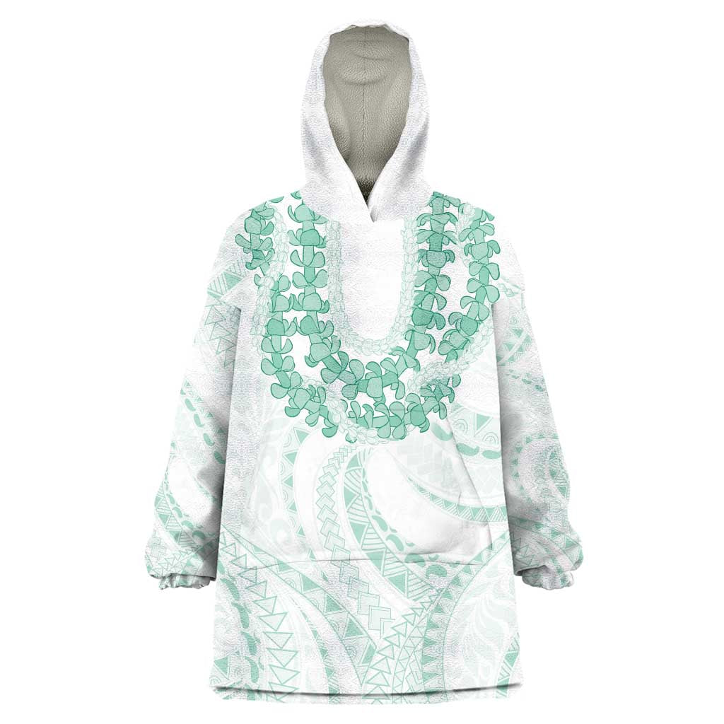 Aloha Lei Onaona Wearable Blanket Hoodie Sage Green Hawaiian Tribal Pattern LT9 One Size Green - Polynesian Pride